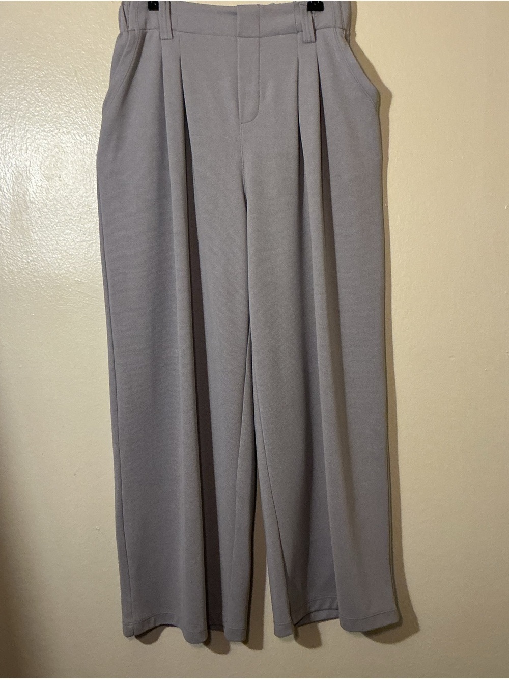 Halara Flex High Waisted Wide Leg Work Pants Gray Petite S Micro Waffle Stretch